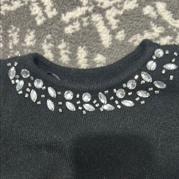 Embellished Black Cold Shoulder Sweater - Picture 4 of 5
